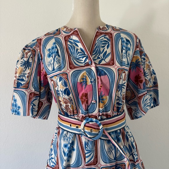 Joie tropical multi color printed Dress with Belt - Picture 3 of 11